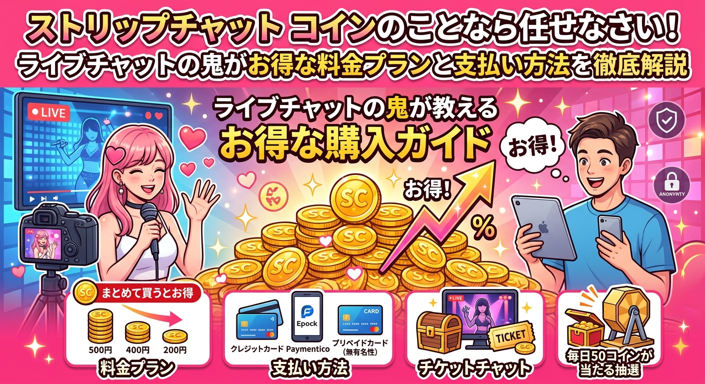 ストリップチャット コインのことなら任せなさい！ライブチャットの鬼がお得な料金プランと支払い方法を徹底解説